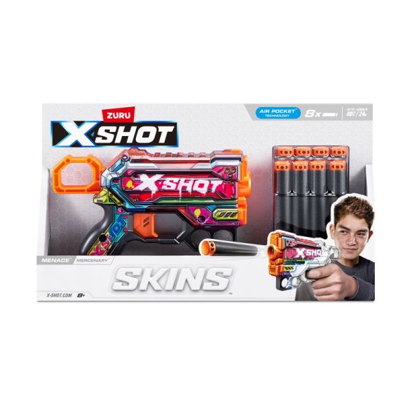 ZURU XSHOT SKINS - Menace Blaster mit Darts, sortiert