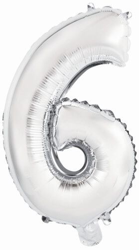 amscan® - Folienballon Mini Zahl 6 Silber, 35 cm