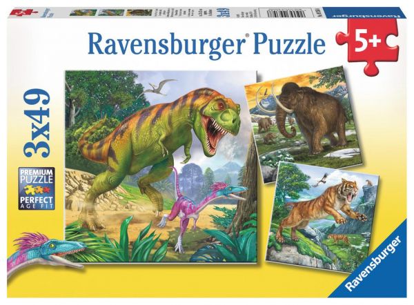 Ravensburger® Puzzle - Herrscher der Urzeit, 3x49 Teile
