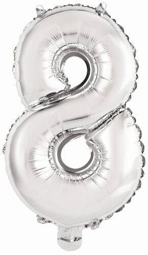 amscan® - Folienballon Mini Zahl 8 Silber, 35 cm