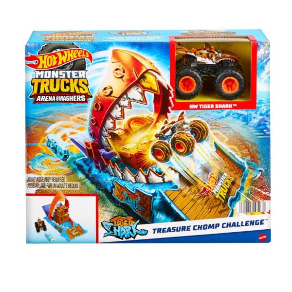 Hot Wheels® Monster Trucks - Arena Smashers Entry Challenge Tiger Shark Treasure Chomp Challenge